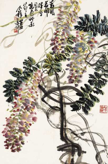 王个簃 癸丑(1973年)作 紫藤 立轴